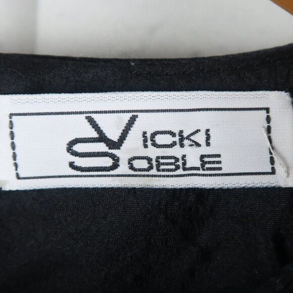 VICKI SOBLE BLACK SILK WITH EMBROIDERED AND BEADED SLEEVE & HEM MIDI DRESS - Picture 2 of 10